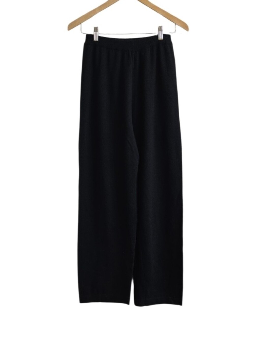 Saks Fifth Avenue Black 100% Cashmere High Rise Wide Leg Pants. Size Medium
